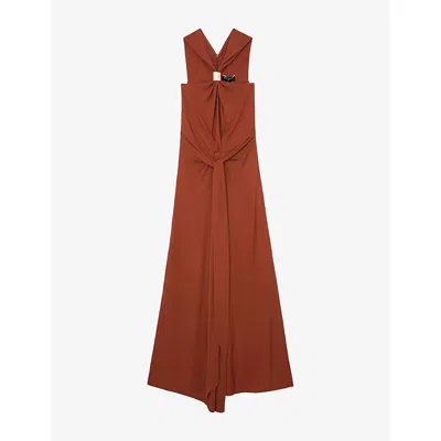Reiss Fortuna Clasp Detail Dress In Brown