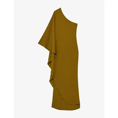 Reiss Womens  X Atelier Lainey One-shoulder Woven Maxi Dress Green In Brown