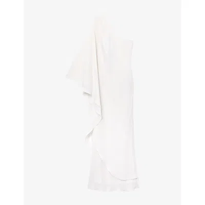 Reiss Womens  X Atelier Lainey One-shoulder Woven Maxi Dress Ivory In White