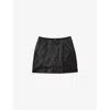 Reiss Womens Black Zip-front High-rise Leather Mini Skirt In Black