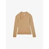 Reiss Womens Camel Zoie Slant-neck Long-sleeve Stretch-knit Top In Brown