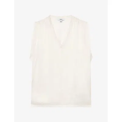 Reiss Womens Renita V-neck Silk-blend Top White