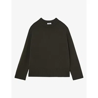 Reiss Womens Riley Long-sleeve Wool And Cashmere Jumper Khaki Green Xs