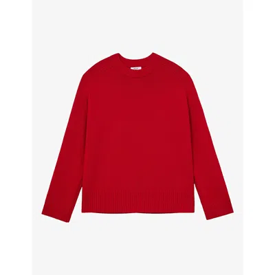 Reiss Womens Riley Long-sleeve Wool And Cashmere Jumper Red
