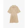 Reiss Womens Rosalie Short-sleeve Pleated Cotton Mini Dress Neutral In Neutral
