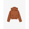 Reiss Womens Patch-pocket Hooded Cropped Shell Jacket Rust In Rust