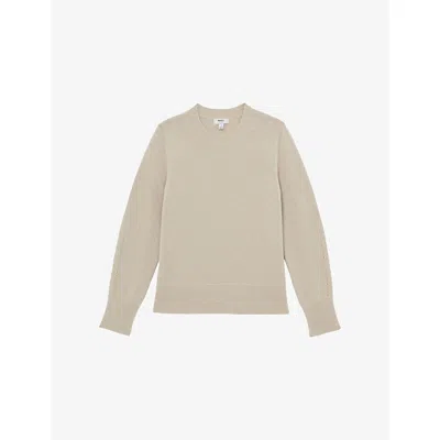 Reiss Womens Sage Green Mimi Crewneck Cashmere Jumper In Neutral