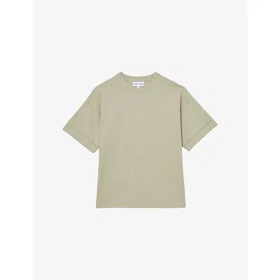 Reiss Babies' Womens  X Les 100 Ciels Oversized-fit Cotton-blend T-shirt Sage Green