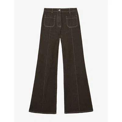 Reiss Womens Sakura Flared Denim Jeans Brown