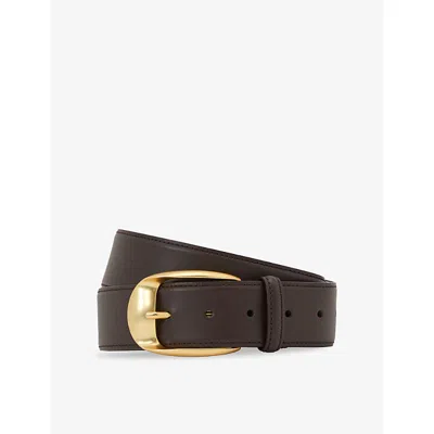 Reiss Womens Sammy Leather Belt Chocolate