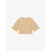 Reiss Womens Round-neck Cropped Boxy Stretch-cotton T-shirt Sand