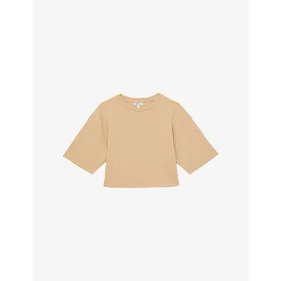REISS WOMENS REISS ROUND-NECK CROPPED BOXY STRETCH-COTTON T-SHIRT