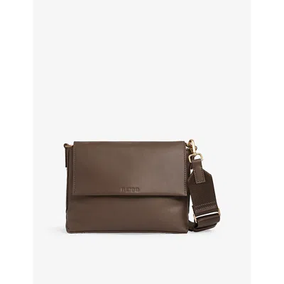 Reiss Womens Selena Adjustable-strap Leather Crossbody Bag Taup In Taupe