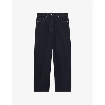 Reiss Womens Dark Blue Selin Mid-rise Straight-leg Denim Jeans