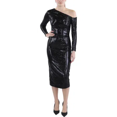 Reiss Womens Sequined One Shoulder Midi Dress In Black