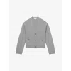 Reiss Womens Mila V-neck Button-up Wool And Cashmere-blend Cardigan Silver Grey Xs In Gray