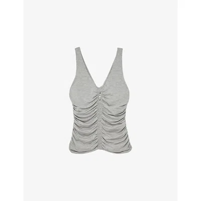 Reiss Womens Silver Grey Vinny Ruched Stretch-jersey Vest