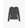 Reiss Womens Silver Saraphina Metallic Stretch-knit Top In Gray