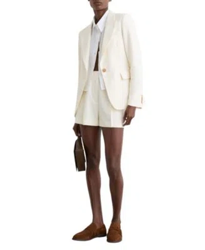Reiss Womens Single Breasted Tailored Blazer Womens Malin Button Waist Tailored Shorts In White