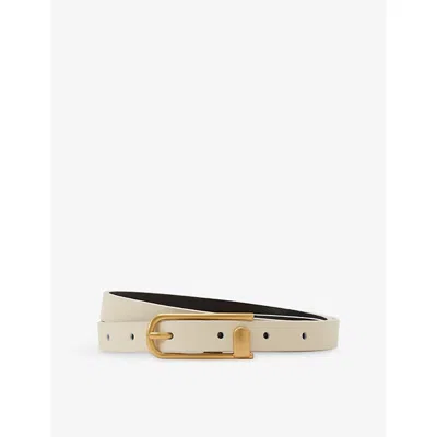Reiss Womens Stone Iris Half-keeper Leather Belt In Red
