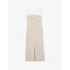 Reiss Stone Neutral Double Strap Cut Out Midi Dress In Neutral