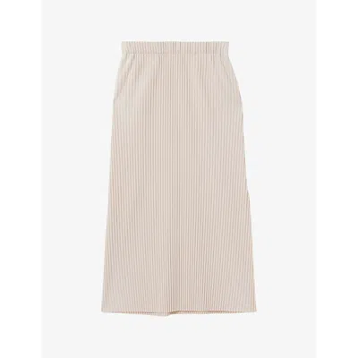 Reiss Womens Pippa Pleated Stretch-jersey Midi Skirt Stone