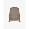 Reiss Womens Stone Tula Ribbed Knitted Cardigan In Brown