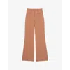 Reiss Womens Abbey Flared-leg High-rise Stretch-woven Trousers Tan In Tan