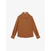 Reiss Womens Tan Brown Gianna Regular-fit Long-sleeve Silk Shirt