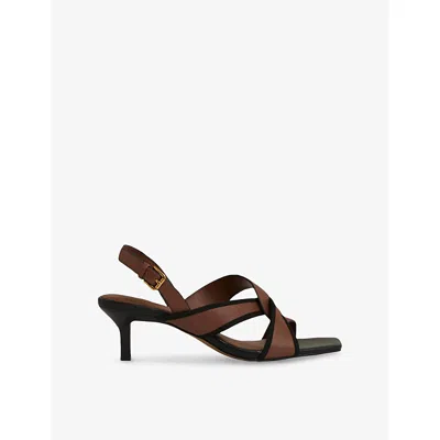 REISS WOMENS CANDICE LEATHER HEELED SANDALS TAN EUR 41 / 8 UK