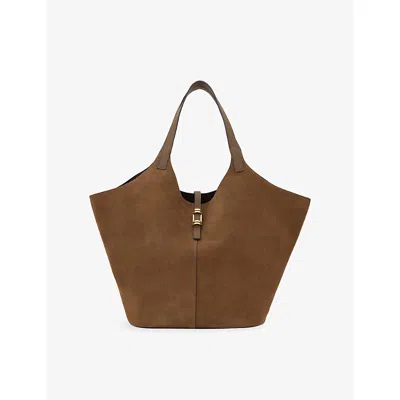 Reiss Womens Tan Lyra Leather And Suede Tote Bag In Brown