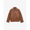 Reiss Womens Tan Peyton Oversized Leather Jacket In Brown