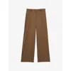 Reiss Womens Tan Solene Wide-leg High-rise Stretch Wool-blend Trousers In Brown