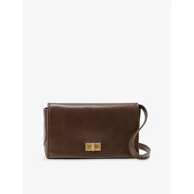 Reiss Womens Taupe Aletta Leather Shoulder Bag In Brown