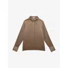 Reiss Womens Taupe Brown Ameira Concealed-placket Long-sleeve Silk Shirt
