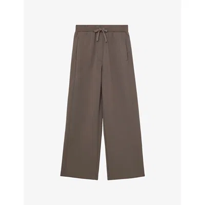 Reiss Womens Taupe Brown Laney Wide-leg Jersey Jogging Bottoms Xs