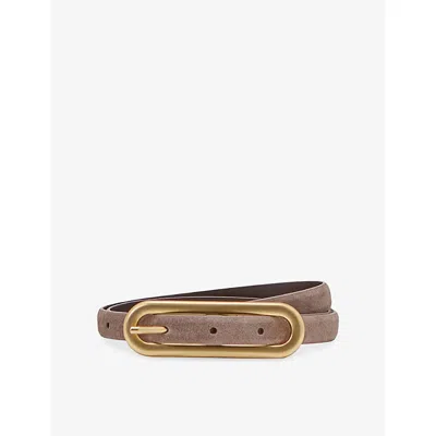 Reiss Womens  Chaya Suede Buckle Belt In Brown