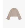 Reiss Womens Taupe Freya Relaxed-fit Cropped Stretch-jersey Jumper