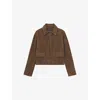Reiss Womens Taupe Neutral Drew Cropped Suede Jacket In Brown