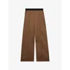 Reiss Womens Elsie Elasticated-waist Wide-leg Satin Trousers Taupe Neutral