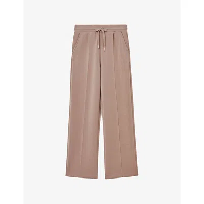 Reiss Womens  Jemma Elasticated-waist Wide-leg Stretch-jersey Jogging Bottoms In Nude