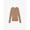 Reiss Womens  Lara Crochet-trim Knitted Top In Nude