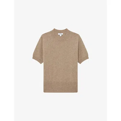 Reiss Womens Taupe Neutral Stevie Crewneck Short-sleeve Cashmere T-shirt Xs In Brown