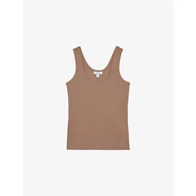 Reiss Womens Taupe Neutral Violet Ribbed Stretch-cotton Vest In Brown