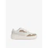 Reiss Womens Taupe Ruth Branded Leather Low-top Trainers In Taupe