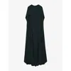 Reiss Womens Teal Green Cape-back Sleeveless Stretch-woven Maxi Dress In Green