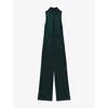 Reiss Womens Teal Green Farah Cape-back Sleeveless Satin Jumpsuit