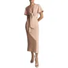 Reiss Iona Tie Waist Bodycon Linen-blend Midi Dress In Pink