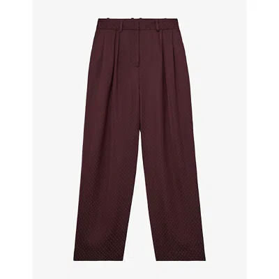 Reiss Womens Tilly Wide-leg High-rise Woven Trousers Burgundy