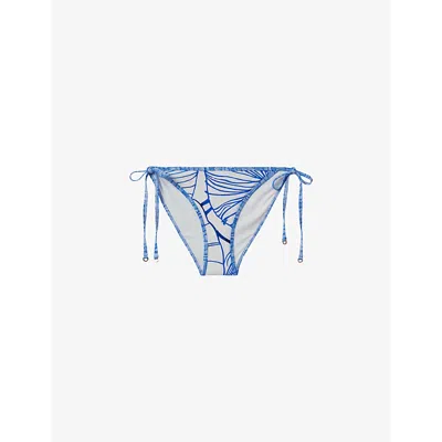 Reiss Womens Tural Print Tina Leaf-print Bikini Bottoms In Natural Print